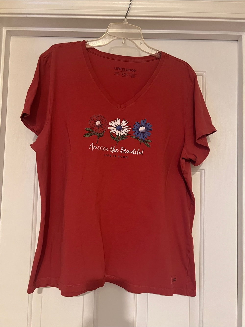 Life Is Good Red V-Neck Shirt